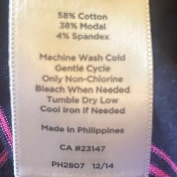 Talbots cotton-blend maxi skirt, pink stripes on navy, sz SP - Picture 6 of 6